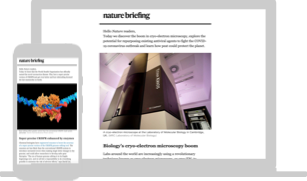 Nature Briefing Daily displayed on a laptop and a mobile phone